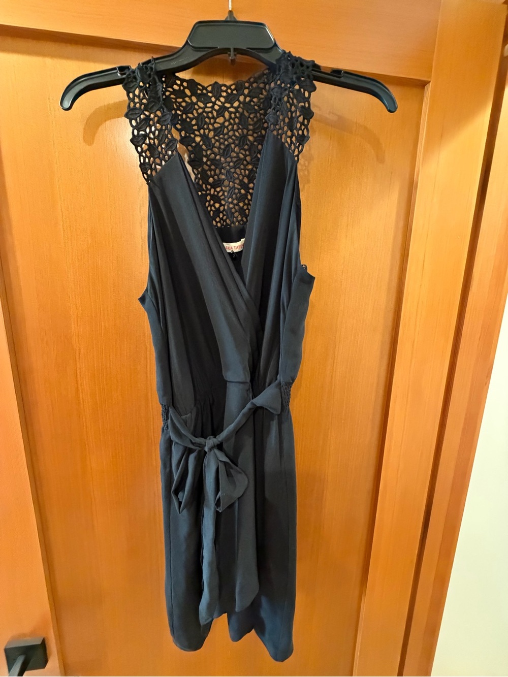 Black Lace-Back Sleeveless Mini Dress by Rebecca Taylor